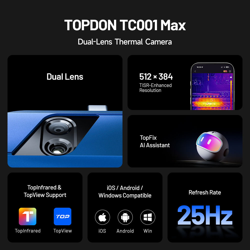 TOPDON TC001 Max Dual-Lens Thermal Camera for Smartphones, 256×192